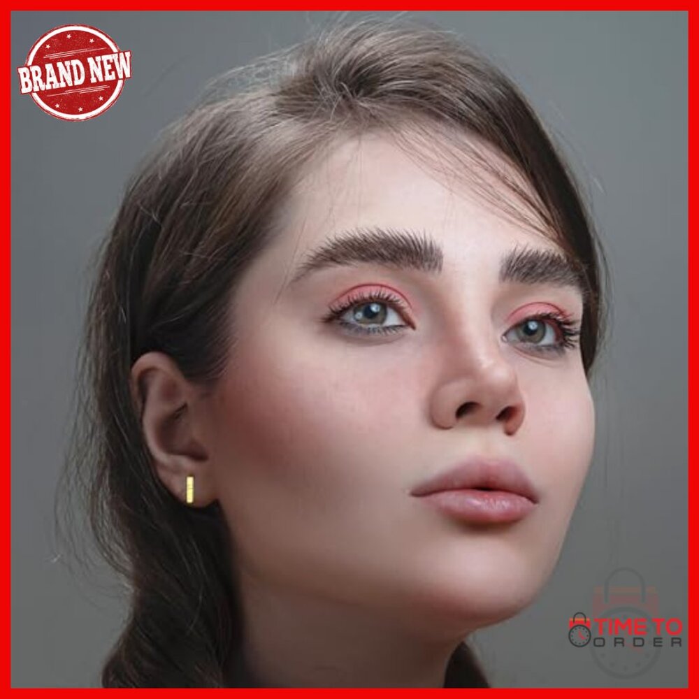 14k Solid Gold Tiny Line Bar Stud Earrings Hypoal… - image 3